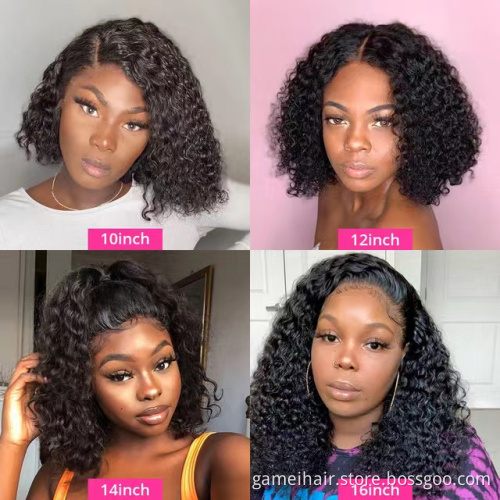 Cheap Deep Wave Bob Hd Full Transparent Lace Front Human Hair Wig Raw Indian Virgin Human Hair Lace Wig For Black Women